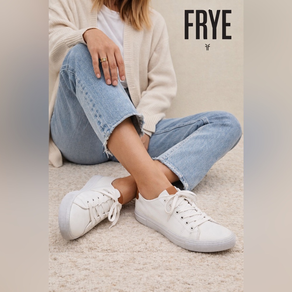 Frye White Low-Top Leather Sneakers